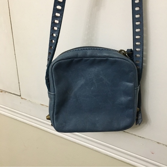 Barneys New York Blue Leather Studded Camera Bag Crossbody - Picture 3 of 11